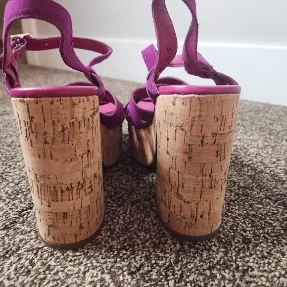 Free People Lisbon Cork Platform Shoes In Verbena Suede Size 37.5 / 7.5 - Picture 6 of 9